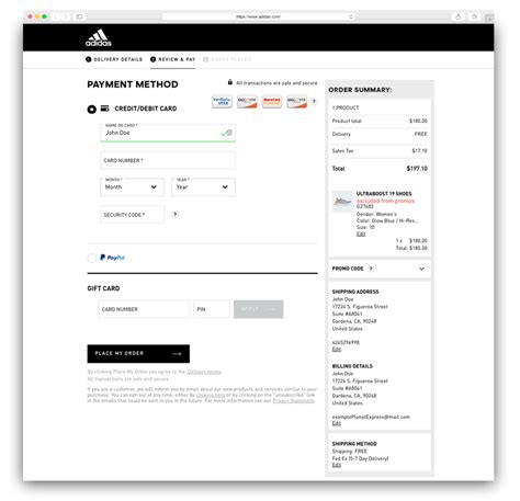 adidas payment methods